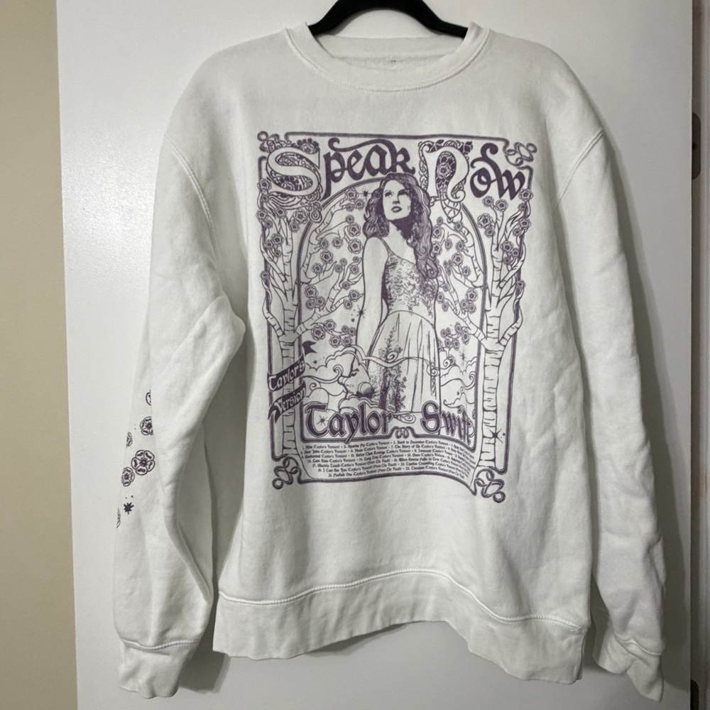 White and Purple Speak Now Taylor’s Version Tracklist Crewneck Sweatshirt Size L